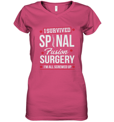 I Survived Spinal Fusion Surgery Women's V-Neck T-Shirt Women's V-Neck T-Shirt - belovedtshirt