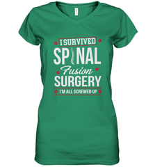 I Survived Spinal Fusion Surgery Women's V-Neck T-Shirt Women's V-Neck T-Shirt - belovedtshirt