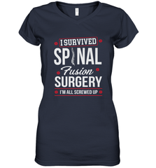 I Survived Spinal Fusion Surgery Women's V-Neck T-Shirt Women's V-Neck T-Shirt - belovedtshirt