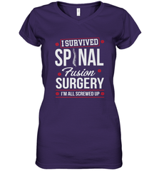 I Survived Spinal Fusion Surgery Women's V-Neck T-Shirt Women's V-Neck T-Shirt - belovedtshirt