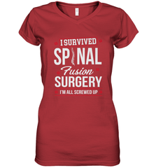 I Survived Spinal Fusion Surgery Women's V-Neck T-Shirt Women's V-Neck T-Shirt - belovedtshirt