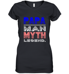 Papa Man Myth Legend Father's Day Dad Veteran Women's V-Neck T-Shirt Women's V-Neck T-Shirt - belovedtshirt