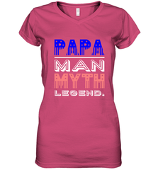 Papa Man Myth Legend Father's Day Dad Veteran Women's V-Neck T-Shirt Women's V-Neck T-Shirt - belovedtshirt