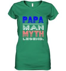 Papa Man Myth Legend Father's Day Dad Veteran Women's V-Neck T-Shirt Women's V-Neck T-Shirt - belovedtshirt
