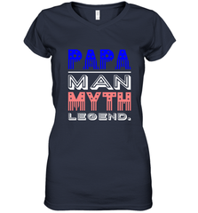 Papa Man Myth Legend Father's Day Dad Veteran Women's V-Neck T-Shirt Women's V-Neck T-Shirt - belovedtshirt