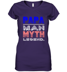 Papa Man Myth Legend Father's Day Dad Veteran Women's V-Neck T-Shirt Women's V-Neck T-Shirt - belovedtshirt