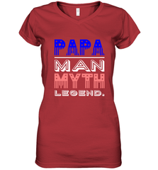 Papa Man Myth Legend Father's Day Dad Veteran Women's V-Neck T-Shirt Women's V-Neck T-Shirt - belovedtshirt