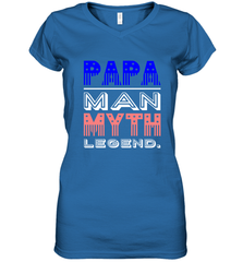 Papa Man Myth Legend Father's Day Dad Veteran Women's V-Neck T-Shirt Women's V-Neck T-Shirt - belovedtshirt