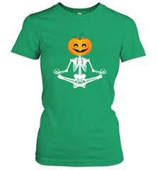 Halloween Yoga Zen Meditation Pumpkin skeleton Gift idea Women's T-Shirt Women's T-Shirt - belovedtshirt