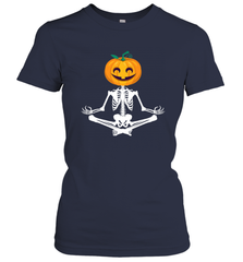 Halloween Yoga Zen Meditation Pumpkin skeleton Gift idea Women's T-Shirt Women's T-Shirt - belovedtshirt