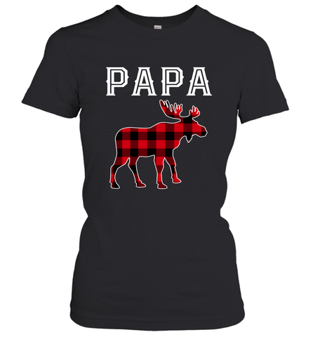 Papa Moose Red Plaid Christmas Pajama Women's T-Shirt Women's T-Shirt / Black / XS Women's T-Shirt - belovedtshirt