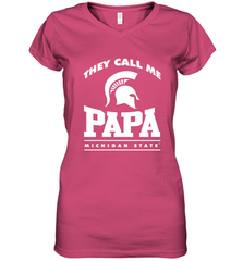 Michigan State Spartans They Call Me Papa Women's V-Neck T-Shirt Women's V-Neck T-Shirt - belovedtshirt