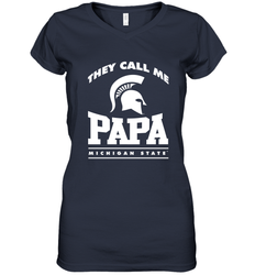 Michigan State Spartans They Call Me Papa Women's V-Neck T-Shirt