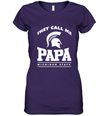 Michigan State Spartans They Call Me Papa Women's V-Neck T-Shirt Women's V-Neck T-Shirt - belovedtshirt