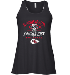 Sundays Are For Jesus and Kansas City Funny Football Women's Racerback Tank Women's Racerback Tank - belovedtshirt