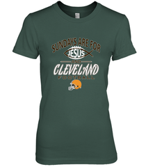 Sundays Are For Jesus and Cleveland Funny Christian Football Women's Premium T-Shirt Women's Premium T-Shirt - belovedtshirt