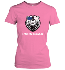 4th of July Papa Bear American Flag Glasses Patriotic Women's T-Shirt Apparel - belovedtshirt