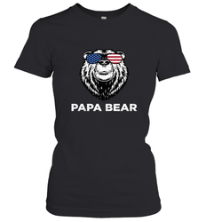 4th of July Papa Bear American Flag Glasses Patriotic Women's T-Shirt