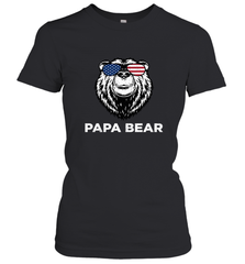 4th of July Papa Bear American Flag Glasses Patriotic Women's T-Shirt Apparel - belovedtshirt