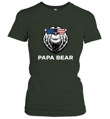 4th of July Papa Bear American Flag Glasses Patriotic Women's T-Shirt Apparel - belovedtshirt