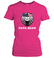 4th of July Papa Bear American Flag Glasses Patriotic Women's T-Shirt Apparel - belovedtshirt