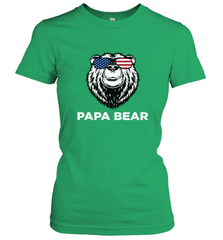 4th of July Papa Bear American Flag Glasses Patriotic Women's T-Shirt Apparel - belovedtshirt