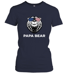 4th of July Papa Bear American Flag Glasses Patriotic Women's T-Shirt