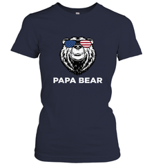 4th of July Papa Bear American Flag Glasses Patriotic Women's T-Shirt Apparel - belovedtshirt