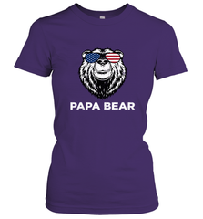 4th of July Papa Bear American Flag Glasses Patriotic Women's T-Shirt Apparel - belovedtshirt