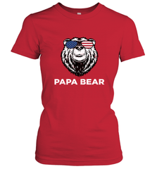 4th of July Papa Bear American Flag Glasses Patriotic Women's T-Shirt Apparel - belovedtshirt