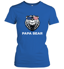 4th of July Papa Bear American Flag Glasses Patriotic Women's T-Shirt Apparel - belovedtshirt