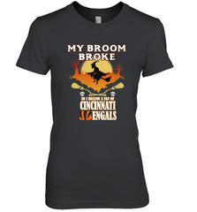 Broom Broke So I Became A fan of Cincinnati Bengals Halloween Costume Women's Premium T-Shirt Women's Premium T-Shirt - belovedtshirt