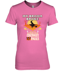 Broom Broke So I Became A fan of Cincinnati Bengals Halloween Costume Women's Premium T-Shirt Women's Premium T-Shirt - belovedtshirt