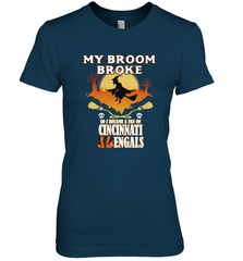 Broom Broke So I Became A fan of Cincinnati Bengals Halloween Costume Women's Premium T-Shirt Women's Premium T-Shirt - belovedtshirt
