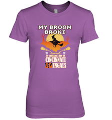 Broom Broke So I Became A fan of Cincinnati Bengals Halloween Costume Women's Premium T-Shirt Women's Premium T-Shirt - belovedtshirt