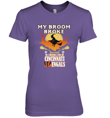 Broom Broke So I Became A fan of Cincinnati Bengals Halloween Costume Women's Premium T-Shirt Women's Premium T-Shirt - belovedtshirt