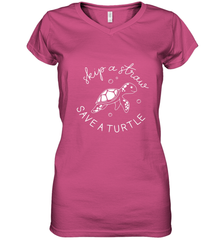 Skip A Straw Save A Turtle Shirt Save The Turtles Women's V-Neck T-Shirt Women's V-Neck T-Shirt - belovedtshirt