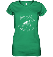 Skip A Straw Save A Turtle Shirt Save The Turtles Women's V-Neck T-Shirt Women's V-Neck T-Shirt - belovedtshirt