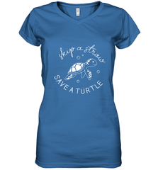 Skip A Straw Save A Turtle Shirt Save The Turtles Women's V-Neck T-Shirt Women's V-Neck T-Shirt - belovedtshirt