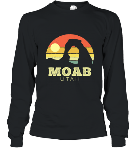 Moab Utah Vintage Sunset Arches Adventure Outdoors Long Sleeve T-Shirt Long Sleeve T-Shirt / Black / S Long Sleeve T-Shirt - belovedtshirt