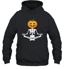 Halloween Yoga Zen Meditation Pumpkin skeleton Gift idea Hooded Sweatshirt Hooded Sweatshirt - belovedtshirt