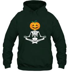 Halloween Yoga Zen Meditation Pumpkin skeleton Gift idea Hooded Sweatshirt Hooded Sweatshirt - belovedtshirt