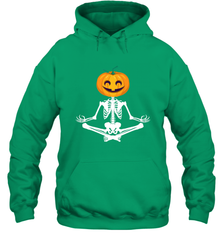 Halloween Yoga Zen Meditation Pumpkin skeleton Gift idea Hooded Sweatshirt Hooded Sweatshirt - belovedtshirt