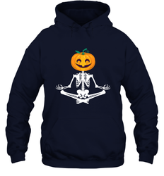 Halloween Yoga Zen Meditation Pumpkin skeleton Gift idea Hooded Sweatshirt