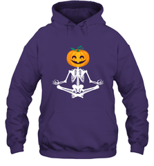Halloween Yoga Zen Meditation Pumpkin skeleton Gift idea Hooded Sweatshirt Hooded Sweatshirt - belovedtshirt