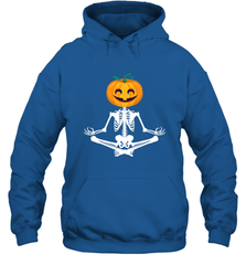 Halloween Yoga Zen Meditation Pumpkin skeleton Gift idea Hooded Sweatshirt Hooded Sweatshirt - belovedtshirt