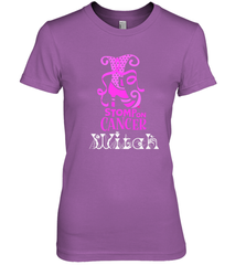 Stomp On Cancer Witch High Heel Breast Cancer Halloween Women's Premium T-Shirt Women's Premium T-Shirt - belovedtshirt