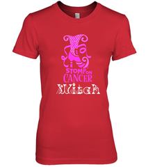 Stomp On Cancer Witch High Heel Breast Cancer Halloween Women's Premium T-Shirt Women's Premium T-Shirt - belovedtshirt