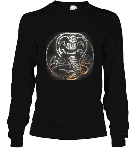 Cobra Kai Rusted Steel Snake Logo Long Sleeve T-Shirt Long Sleeve T-Shirt / Black / S Long Sleeve T-Shirt - belovedtshirt