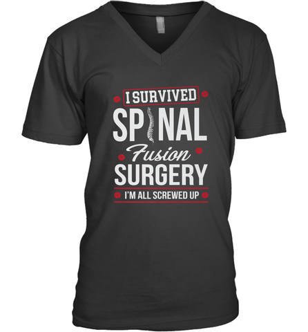 I Survived Spinal Fusion Surgery Men's V-Neck Men's V-Neck / Black / S Men's V-Neck - belovedtshirt